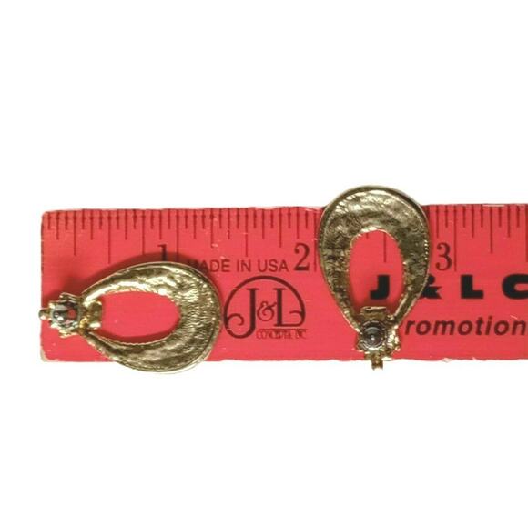 💫 Vintage Teardrop Swirl Earrings 💜 Gold Tone Multicolor Retro Hoop - Picture 11 of 12